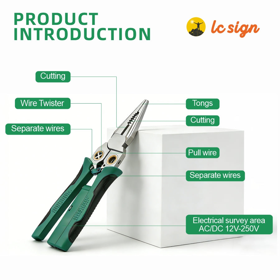 LC SIGN 8-in-1 Wire Stripper Tool with Non-Contact Voltage Detector