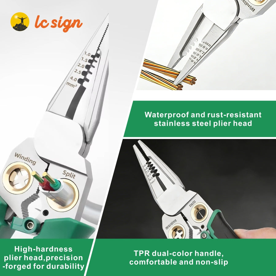 LC SIGN 8-in-1 Wire Stripper Tool with Non-Contact Voltage Detector